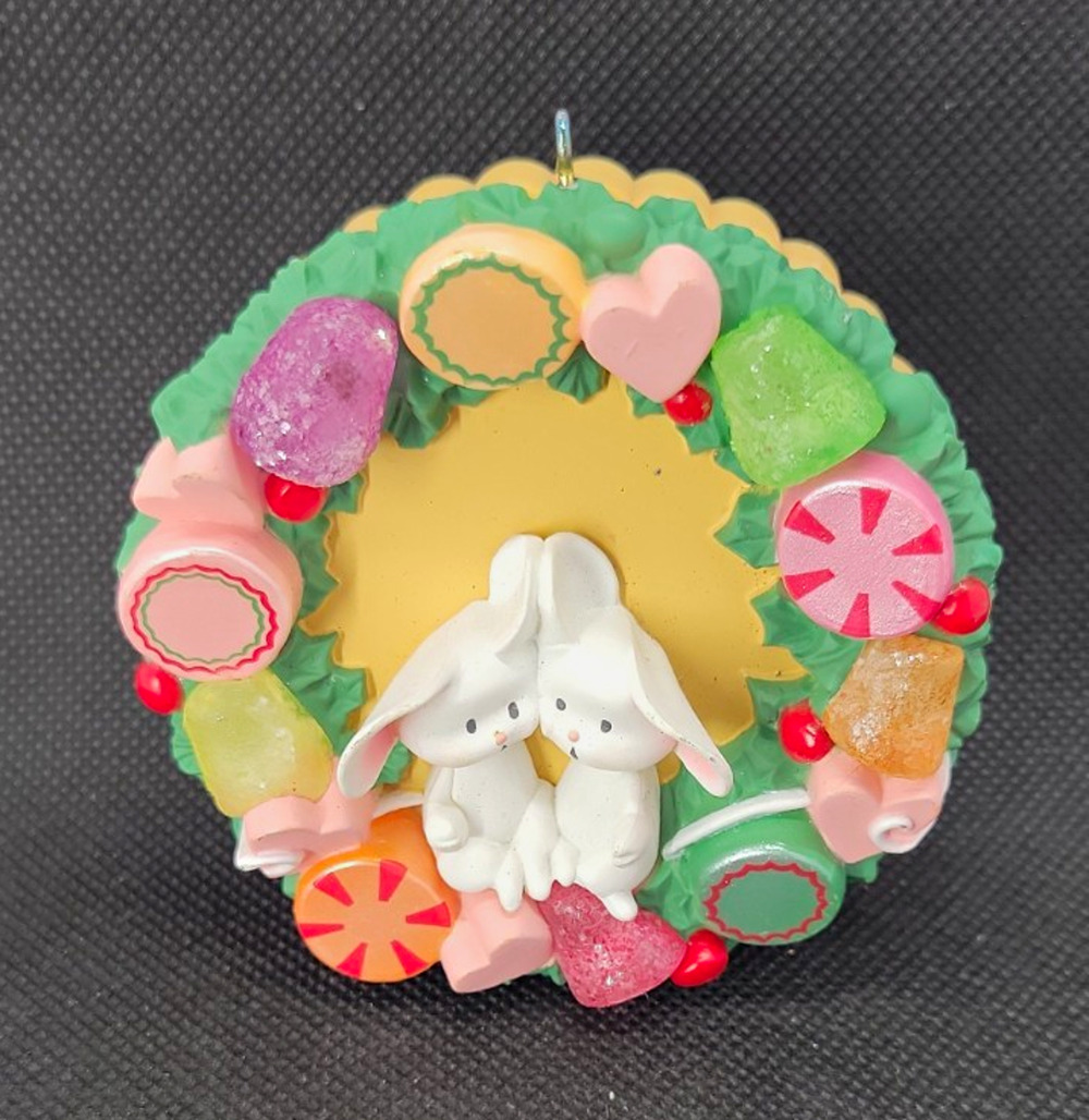 Our First Christmas Together Bunny Wreath Hanging Ornament 1988